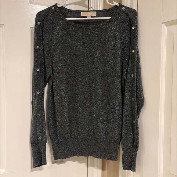 MICHAEL Michael Kors Sweaters - MICHAEL Michael Kors Women Black Metallic Button Sleeve Sweater Size M